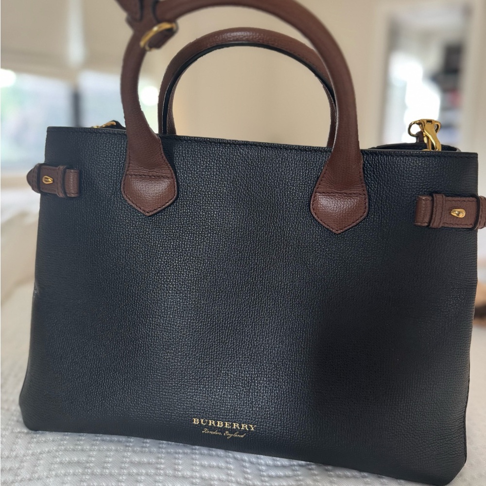 Burberry Black and Brown Medium Handbag